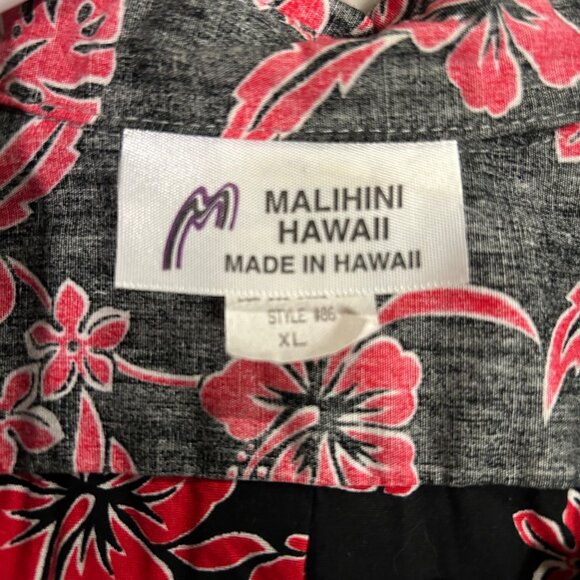 Malihini Hawaii Men's Button Shirt Size XL Reverse Print Red Floral EUC - Picture 7 of 10